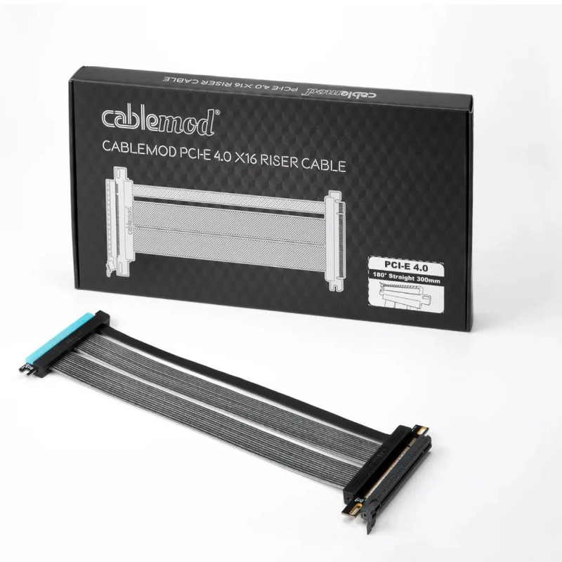 CableMod Straight PCI-e 4.0 Riser Cable 30cm -Black - دعامة